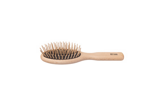 Holzstiftbürste, oval, Buche, gerade Holznoppen, 6-reihig, 17,5cm