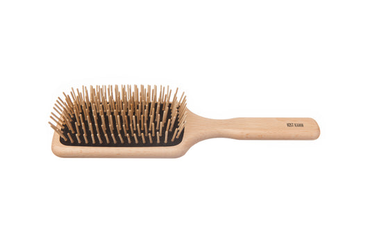 Holzstiftbürste, Paddle-Brush, Buche, gerade Holznoppen, 11-reihig, 25,5cm