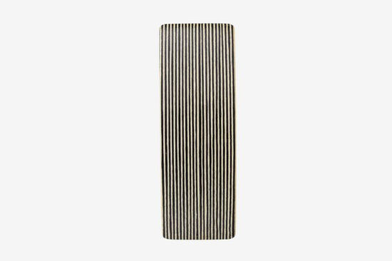 Haarspange, rechteckig, schwarz-weißes Furnierholz, Design Stripe, Schließe 10cm