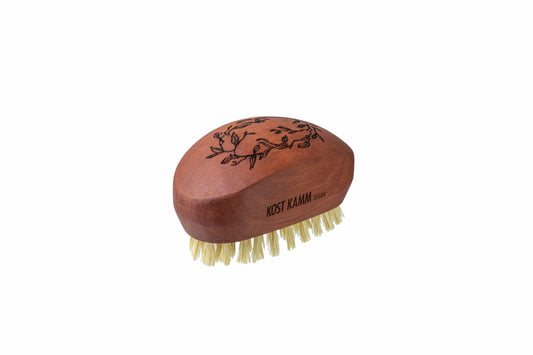 Haarpflegebürste, gewölbt, Birnbaum, harte vegane Sisalborste, 5-reihig, 11cm