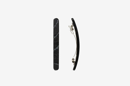 Haarspange, schmal, schwarz-weißes Furnierholz, Design Sushi, Schließe 6cm