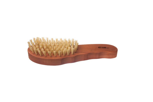 Haarpflegebürste, ergonomisch, Birnbaum, harte vegane Sisalborste, 7-reihig, 19,5cm