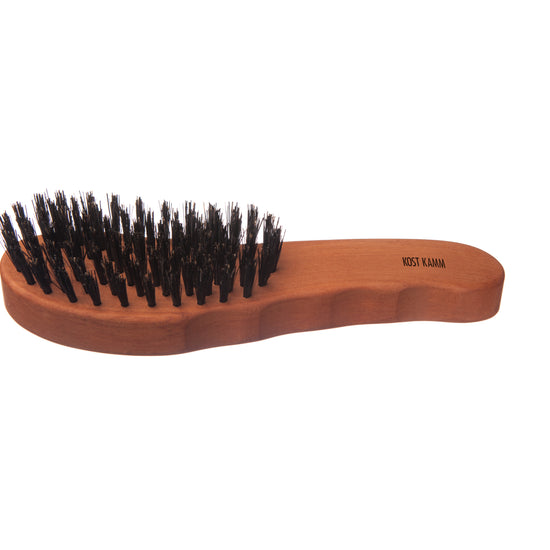 Haarpflegebürste, ergonomisch, Birnbaum, extra harte Wildschweinborste, 7-reihig, 19,5cm
