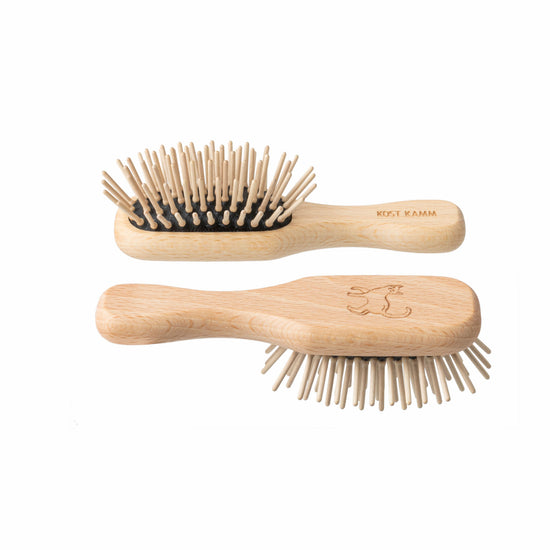 Holzbürste, Mini, Buche, gerade Holznoppen, 7-reihig, Tiermotive, 11,5cm