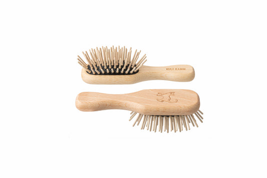 Holzbürste, Mini, Buche, gerade Holznoppen, 7-reihig, Tiermotive, 11,5cm