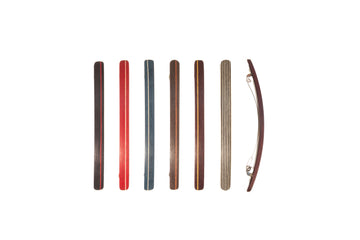 Haarspange, schmal, bunt eingefärbtes Schichtholz, Schließe 10cm