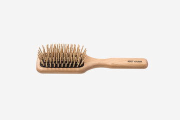 Holzstiftbürste, Midi-Paddle-Brush, Buche, gerade Holznoppen, 9-reihig, 19,5cm
