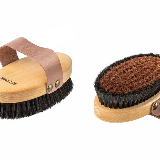 Body Ionic Brush, "Klosterbürste", Buche, Bronzedraht mit Rosshaar, 14cm