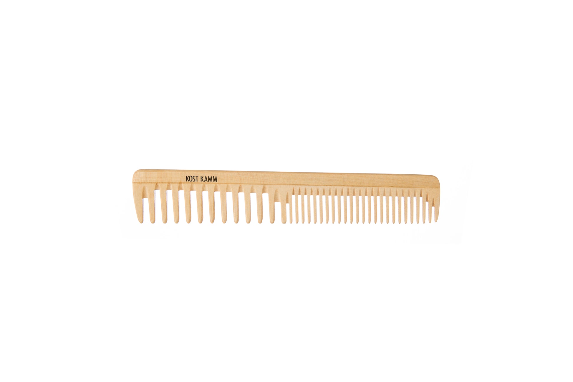 Haarschneidekamm, konisch 34/30, Holz, breit-mittel, 19cm