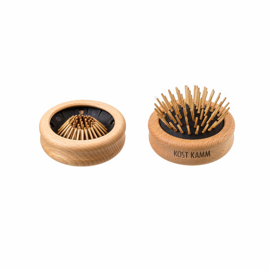 Pop-Up-Holzstiftbürste, rund, Buche, gerade Holznoppen, Kautschukbett herausnehmbar, d=7cm