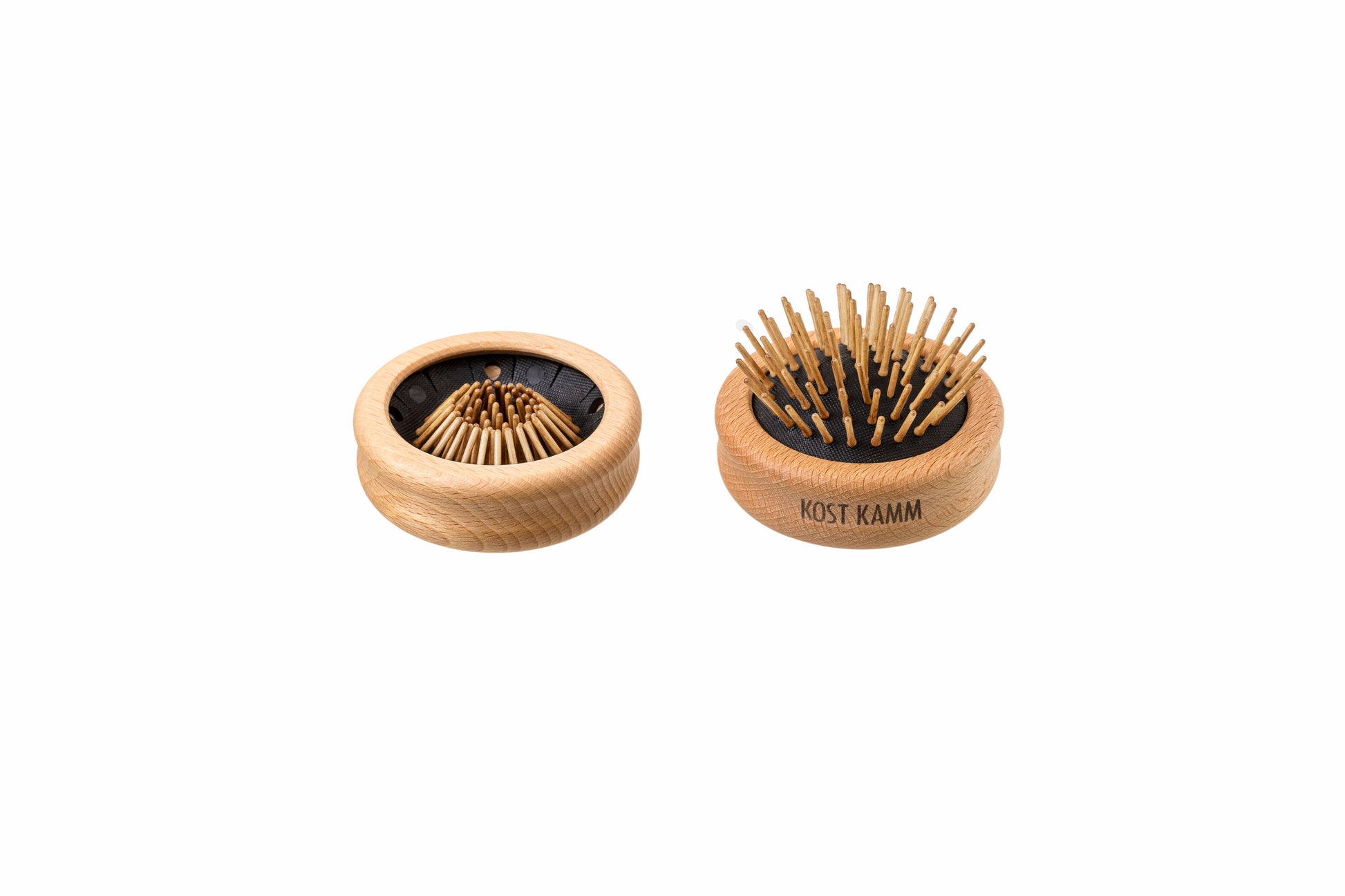 Pop-Up-Holzstiftbürste, rund, Buche, gerade Holznoppen, Kautschukbett herausnehmbar, d=7cm