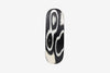 Haarspange, oval, schwarz-weißes Furnierholz, Design Wave, Schließe 10cm