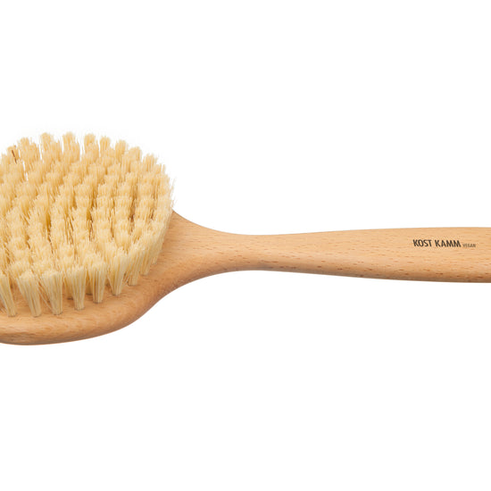 Saunabürste, kurzer Griff, Buche, vegane Sisalborste, 24cm