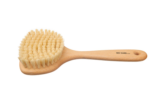 Saunabürste, kurzer Griff, Buche, vegane Sisalborste, 24cm