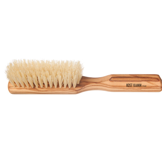 Haarbürste, schmal, Olivenholz, vegane Sisalborsten, 5-reihig, 20cm