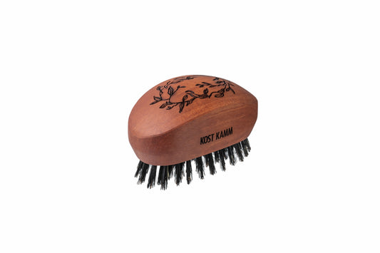 Haarpflegebürste, gewölbt, Birnbaum, extra harte Wildschweinborste, 5-reihig, 11cm