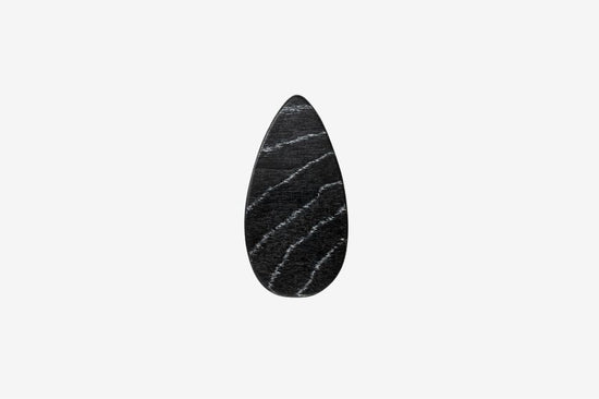 Haarspange, tropfenförmig, schwarz-weißes Furnierholz, Design Sushi, Schließe 6cm
