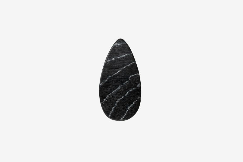 Haarspange, tropfenförmig, schwarz-weißes Furnierholz, Design Sushi, Schließe 6cm