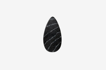 Haarspange, tropfenförmig, schwarz-weißes Furnierholz, Design Sushi, Schließe 6cm