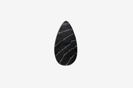 Haarspange, tropfenförmig, schwarz-weißes Furnierholz, Design Sushi, Schließe 6cm