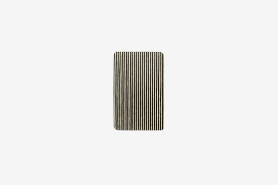 Haarspange, rechteckig, schwarz-weißes Furnierholz, Design Stripe, Schließe 6cm