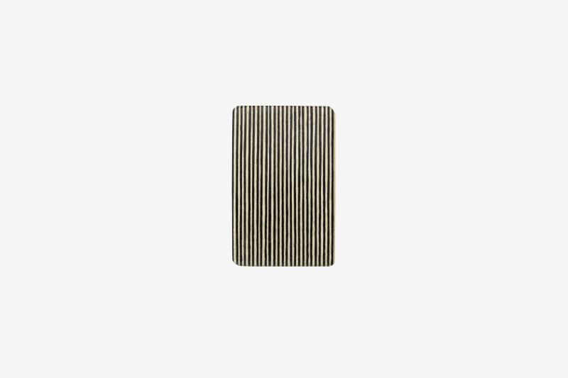 Haarspange, rechteckig, schwarz-weißes Furnierholz, Design Stripe, Schließe 6cm