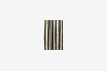 Haarspange, rechteckig, schwarz-weißes Furnierholz, Design Stripe, Schließe 6cm
