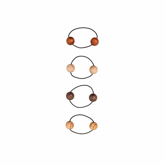 Zopfgummi, 2 Kugeln 20mm,verschiedene Naturhölzer