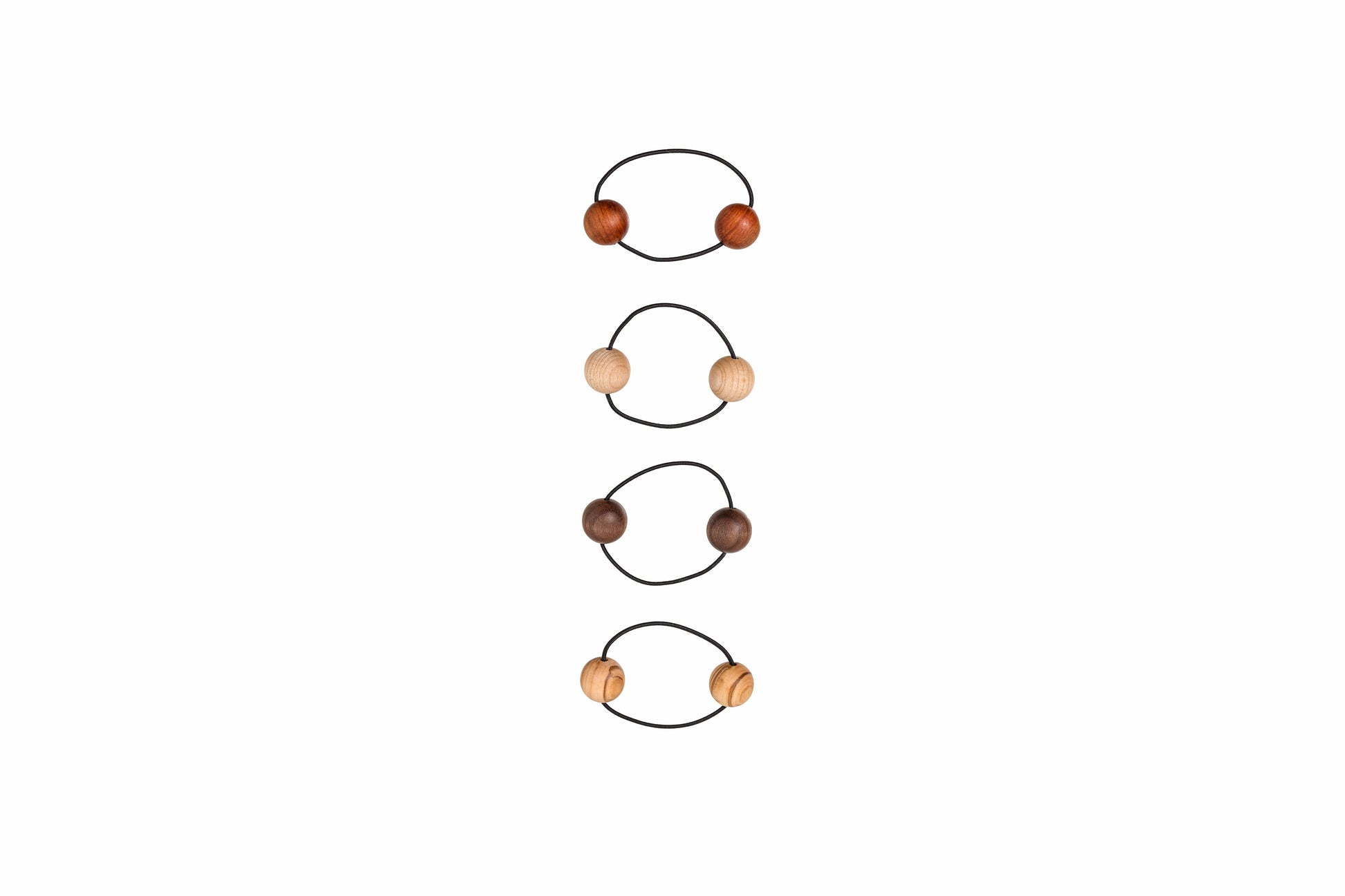 Zopfgummi, 2 Kugeln 20mm,verschiedene Naturhölzer