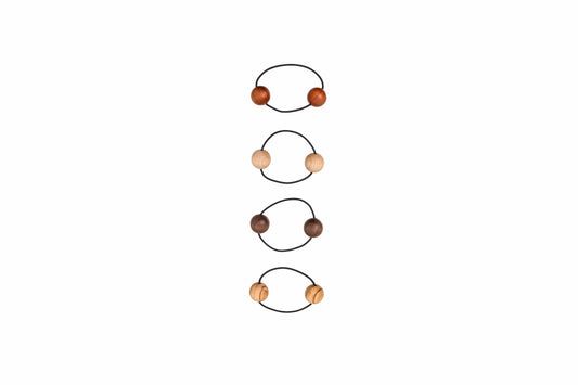 Zopfgummi, 2 Kugeln 20mm,verschiedene Naturhölzer