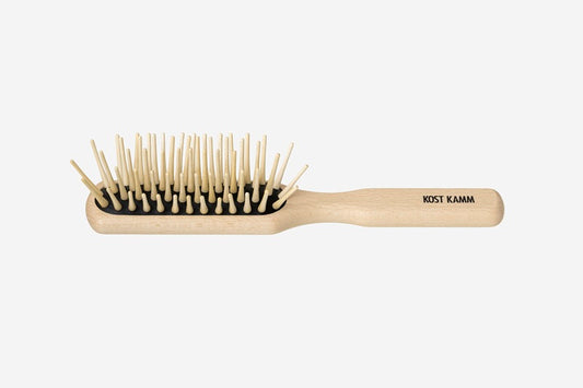 Langhaar-Holzstiftbürste, schmal, Buche, gerade extra lange Holznoppen, 5-reihig, 22cm