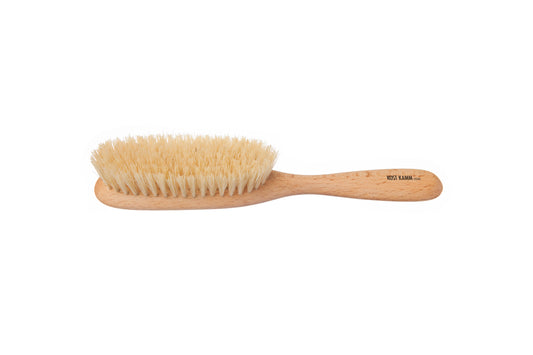 Haarbürste, lang oval, Buche, vegane Sisalborsten, 8-reihig, 22cm