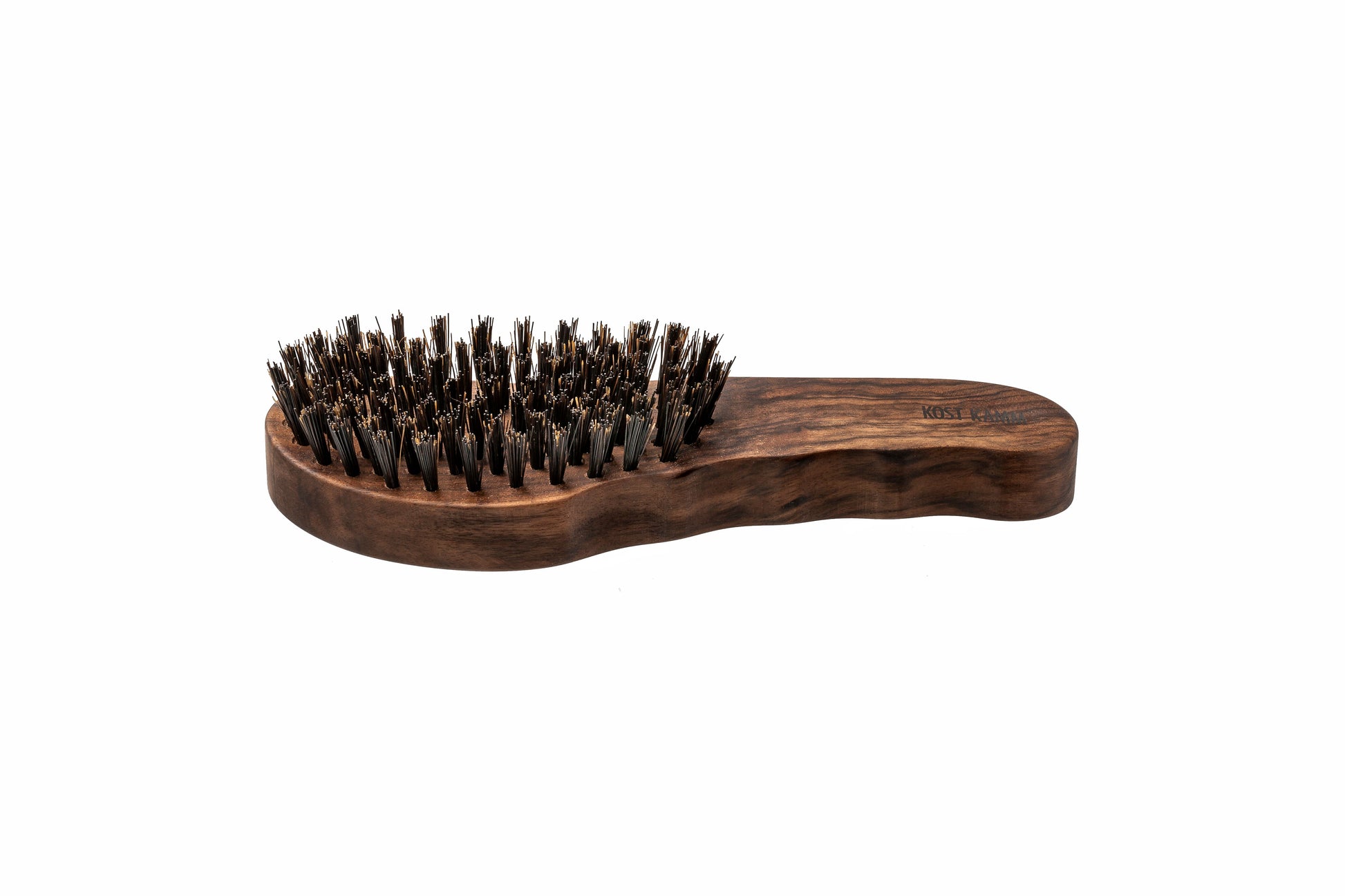 Haarpflegebürste, ergonomisch, Nussbaum, harte Wildschweinborste, 7-reihig, 19,5cm
