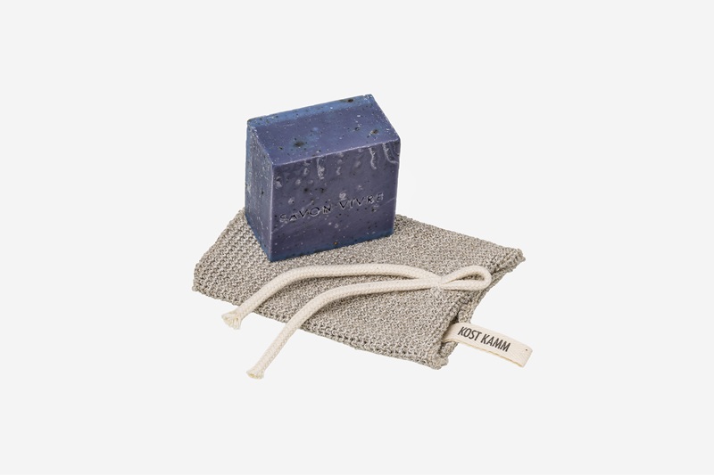 Savon Heidelberg à la myrtille, savon bio et végan pour le corps, le visage et les mains, parfum myrtille, myrtilles sauvages bio, vitamine E, huile de noix, 120 g, avec pochette en lin.