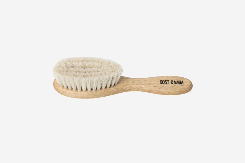 Brosse bébé mini, hêtre, poils de chèvre doux, 15cm