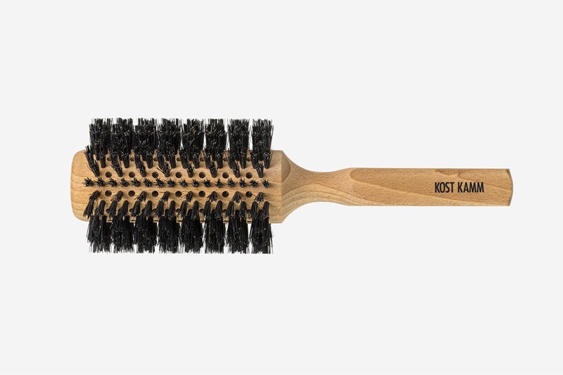 Föhnbürste, 70mm, Buche gelocht, Wildschweinborste, 24-reihig, 21cm